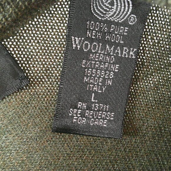 Brandini Italian Preppy Green Merino Wool Pull over Sweater Size L - Tall - Picture 3 of 6